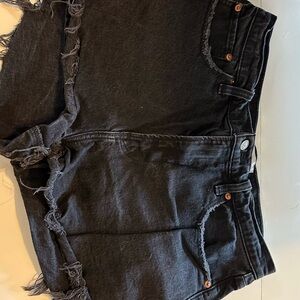 Abercrombie & Fitch Black Frayed Denim Shorts